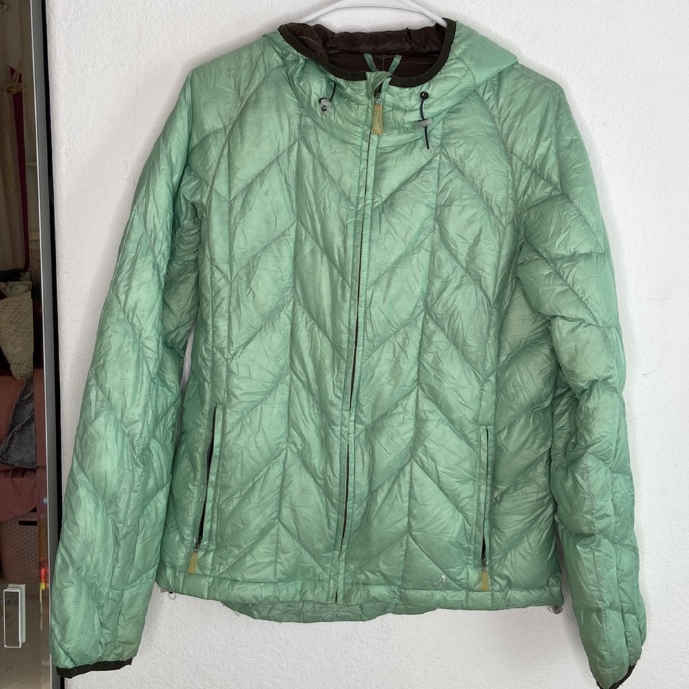 Packable Eddie Bauer Green Down Jacet size M